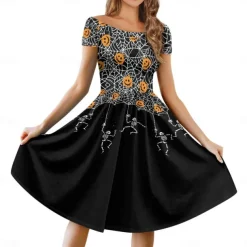 Pumpkin Grim Reaper Skull Skeleton Halloween Dress Costume Sexy Costume Dress Up Adults' Women's Carnival Party / Evening Easy Halloween Costumes Dress Up