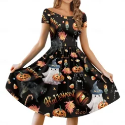 Pumpkin Grim Reaper Skull Skeleton Halloween Dress Costume Sexy Costume Dress Up Adults' Women's Carnival Party / Evening Easy Halloween Costumes Dress Up