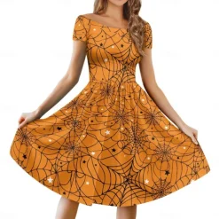 Pumpkin Grim Reaper Skull Skeleton Halloween Dress Costume Sexy Costume Dress Up Adults' Women's Carnival Party / Evening Easy Halloween Costumes Dress Up