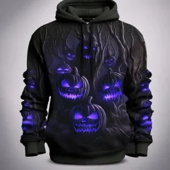 Pumpkin Hoodie Pullover Halloween 3D Front Pocket Graphic For Couple's Men's Women's Adults' Halloween Carnival Masquerade 3D Print Party Casual Daily