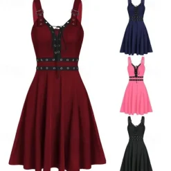 Punk & Gothic Cocktail Dress Vintage Dress Dress Masquerade Goth Girl Fancy Dress Women's Halloween Carnival Masquerade Halloween Prom Festival Adults' Dress