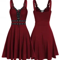 Punk & Gothic Cocktail Dress Vintage Dress Dress Masquerade Goth Girl Fancy Dress Women's Halloween Carnival Masquerade Halloween Prom Festival Adults' Dress