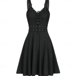 Punk & Gothic Cocktail Dress Vintage Dress Dress Masquerade Goth Girl Fancy Dress Women's Halloween Carnival Masquerade Halloween Prom Festival Adults' Dress