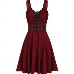 Punk & Gothic Cocktail Dress Vintage Dress Dress Masquerade Goth Girl Fancy Dress Women's Halloween Carnival Masquerade Halloween Prom Festival Adults' Dress