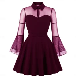 Punk & Gothic Dress Solid Color Fancy Dress Women's Halloween Carnival Party / Evening Adults' Dress