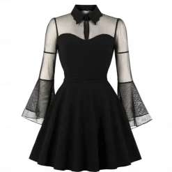Punk & Gothic Dress Solid Color Fancy Dress Women's Halloween Carnival Party / Evening Adults' Dress