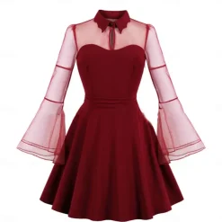 Punk & Gothic Dress Solid Color Fancy Dress Women's Halloween Carnival Party / Evening Adults' Dress