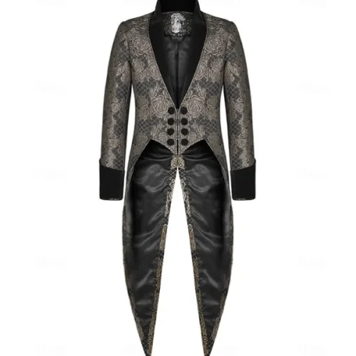 Punk & Gothic Medieval Coat Masquerade Prince Knight Ritter Nobleman Fancy Dress Men's Royal Steampunk Party / Evening Adults' Coat