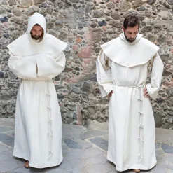 Punk & Gothic Medieval Renaissance 17th Century Coat Cosplay Costume Hoodies Robe Outerwear Wizard Priest Men's Halloween Performance Masquerade LARP Coat Medieval Cloak