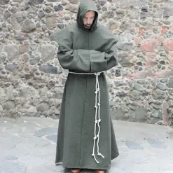 Punk & Gothic Medieval Renaissance 17th Century Coat Cosplay Costume Hoodies Robe Outerwear Wizard Priest Men's Halloween Performance Masquerade LARP Coat Medieval Cloak