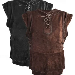 Punk & Gothic Medieval Renaissance Coat Vest Waistcoat Pirate Viking Ranger Fancy Dress Men's Viking Party / Evening Adults' Vest