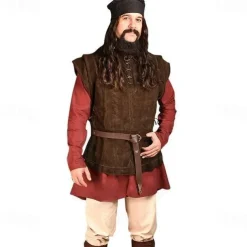 Punk & Gothic Medieval Renaissance Coat Vest Waistcoat Pirate Viking Ranger Fancy Dress Men's Viking Party / Evening Adults' Vest