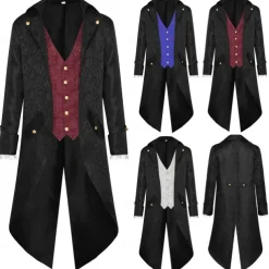 Punk & Gothic Medieval Renaissance Coat Jacket Tailcoat Prince Nobleman Fancy Dress Men's Steampunk Halloween Masquerade Event / Party Masquerade Adults' Coat