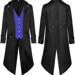 Punk & Gothic Medieval Renaissance Coat Jacket Tailcoat Prince Nobleman Fancy Dress Men's Steampunk Halloween Masquerade Event / Party Masquerade Adults' Coat