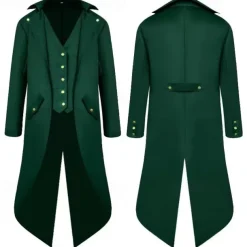 Punk & Gothic Medieval Steampunk Coat Tuxedo Trench Coat Vampire Magician Fancy Dress Men's Steampunk Halloween Masquerade Performance Adults' Coat