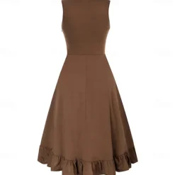 Punk & Gothic Renaissance Steampunk Dress Witch Goth Girl Solid Color Fancy Dress Women's Fantasy Steampunk Walpurgis Night Halloween Carnival Masquerade Casual Daily Adults' Dress