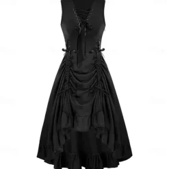 Punk & Gothic Renaissance Steampunk Dress Witch Goth Girl Solid Color Fancy Dress Women's Fantasy Steampunk Walpurgis Night Halloween Carnival Masquerade Casual Daily Adults' Dress