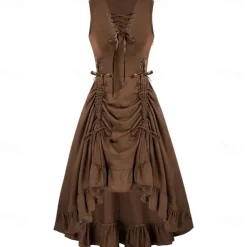 Punk & Gothic Renaissance Steampunk Dress Witch Goth Girl Solid Color Fancy Dress Women's Fantasy Steampunk Walpurgis Night Halloween Carnival Masquerade Casual Daily Adults' Dress