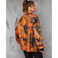 Punk & Gothic Sweatshirt Pumpkin Oversized Tie Dye Print Skeleton Hand Fancy Dress Women's Halloween Carnival Party Casual Adults Shirt