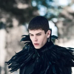 Punk & Gothic Victorian Shawls Feather Cape Witch Maleficent Fancy Dress Women's Fantasy Walpurgis Night Halloween Carnival Performance Party Adults' Shawl All Seasons