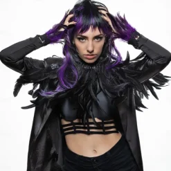 Punk & Gothic Victorian Shawls Feather Cape Witch Maleficent Fancy Dress Women's Fantasy Walpurgis Night Halloween Carnival Performance Party Adults' Shawl All Seasons