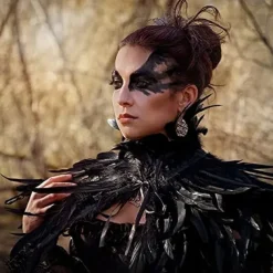 Punk & Gothic Victorian Shawls Feather Cape Witch Maleficent Fancy Dress Women's Fantasy Walpurgis Night Halloween Carnival Performance Party Adults' Shawl All Seasons
