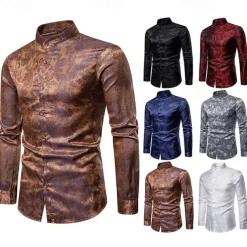 Punk & Gothic Victorian Steampunk Blouse / Shirt Plague Doctor Jacquard Fancy Dress Men's Carnival Masquerade Party Carnival of Venice Adults' Shirt Spring Fall