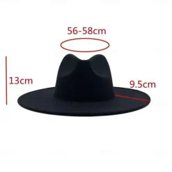 Punk Gothic Wide Brim Hat Fedora Hat Witchy Stiff Women's Fashion Accessory Black Wool Wide Brim Steampunk Witch Hat
