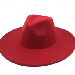 Punk Gothic Wide Brim Hat Fedora Hat Witchy Stiff Women's Fashion Accessory Black Wool Wide Brim Steampunk Witch Hat