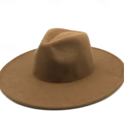 Punk Gothic Wide Brim Hat Fedora Hat Witchy Stiff Women's Fashion Accessory Black Wool Wide Brim Steampunk Witch Hat