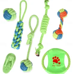 Puppy Teething Chew Toys - Durable Small Dog Toys for Puppies Dog Rope Chew Toys Bundle for Boredom Interactive Squeaky Treat Dispensing Ball Funny Flyer Non-Toxic & Safe