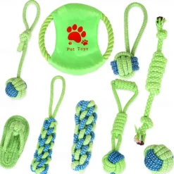 Puppy Teething Chew Toys - Durable Small Dog Toys for Puppies Dog Rope Chew Toys Bundle for Boredom Interactive Squeaky Treat Dispensing Ball Funny Flyer Non-Toxic & Safe
