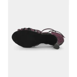 Purple Rhinestone-Accented Latin Dance Sandals with Ankle Strap – Elegant Design for Latin Dance and Special Events