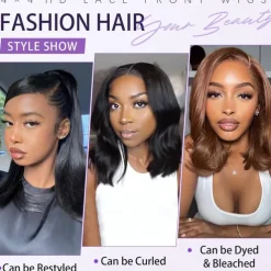 Put On and Go Glueless Wigs Bob Human Hair Pre Plucked Bob Wig Human Hair Glueless Wigs for Beginners Pre Cut Straight Short Bob Wig 4x4 HD Lace Closure Wigs for Black Women Natural Color
