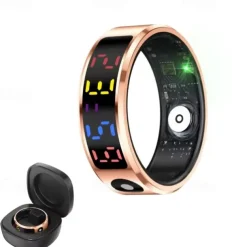 R12 Smart Ring Men Women LED Display Screen Gift Ring Heart Rate Blood Oxygen Monitor Multi Sport Modes
