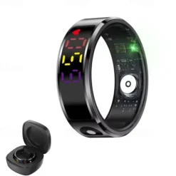 R12 Smart Ring Men Women LED Display Screen Gift Ring Heart Rate Blood Oxygen Monitor Multi Sport Modes