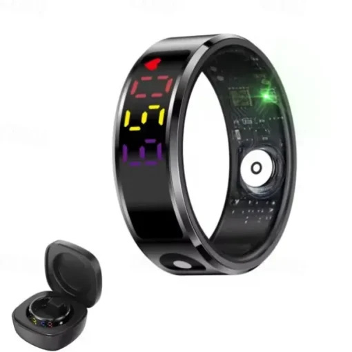 R12 Smart Ring Men Women LED Display Screen Gift Ring Heart Rate Blood Oxygen Monitor Multi Sport Modes