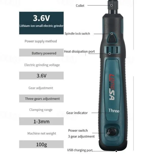 5000-10000-15000r USB Mini Grinder Engraver Pen Cordless Electric Grinder Set Engraving Grinding Machine Polisher Electric Drill Kit