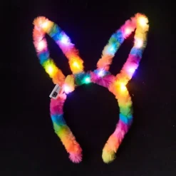 Rabbit Ear Decor Headband Luminous Headwear Led Lights Rabbit Flashing Costume Hair Hoop Halloween Party Hair Accessories