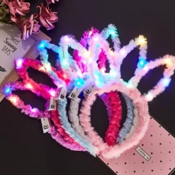 Rabbit Ear Decor Headband Luminous Headwear Led Lights Rabbit Flashing Costume Hair Hoop Halloween Party Hair Accessories