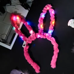 Rabbit Ear Decor Headband Luminous Headwear Led Lights Rabbit Flashing Costume Hair Hoop Halloween Party Hair Accessories