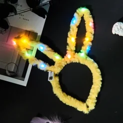 Rabbit Ear Decor Headband Luminous Headwear Led Lights Rabbit Flashing Costume Hair Hoop Halloween Party Hair Accessories