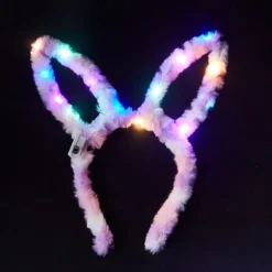 Rabbit Ear Decor Headband Luminous Headwear Led Lights Rabbit Flashing Costume Hair Hoop Halloween Party Hair Accessories