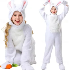 Rabbit Easter Bunny Halloween Funny Costumes Onesies Carnival Costume Cosplay Kid's Boys' Girls' Carnival Easter Performance Party Easy Halloween Costumes Dress Up