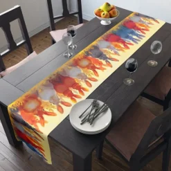 Rabbit Print Table Runner, Kitchen Dining Table Decor, Print Decor Table Runners for Indoor Outdoor Home Farmhouse Holiday Wedding Birthday Party Decoration