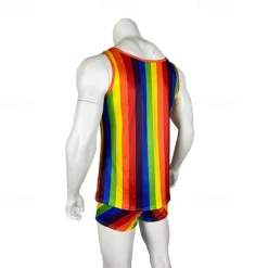 Rainbow Halloween Pajamas LGBT LGBTQ Carnival Costume Gay Adults' Men's Masquerade Pride Parade Pride Month Easy Halloween Costumes Dress Up