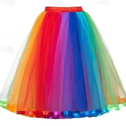 Rainbow Halloween Skirt Tutu Under Skirt LGBT LGBTQ Carnival Costume Gay Lesbian Adults' Women's Carnival Masquerade Pride Parade Pride Month Easy Halloween Costumes Dress Up