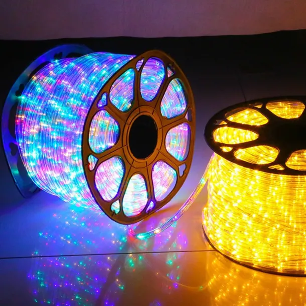 Rainbow LED Tube Light String, 220V Two-Wire Neon Festival Lights with EU Plug, Outdoor Decorative Lighting for Parties & Events