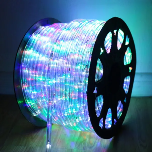 Rainbow LED Tube Light String, 220V Two-Wire Neon Festival Lights with EU Plug, Outdoor Decorative Lighting for Parties & Events