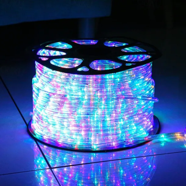 Rainbow LED Tube Light String, 220V Two-Wire Neon Festival Lights with EU Plug, Outdoor Decorative Lighting for Parties & Events